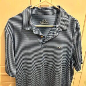 Men's Vineyard Vines Stripe Performance Golf Polo - Size Large